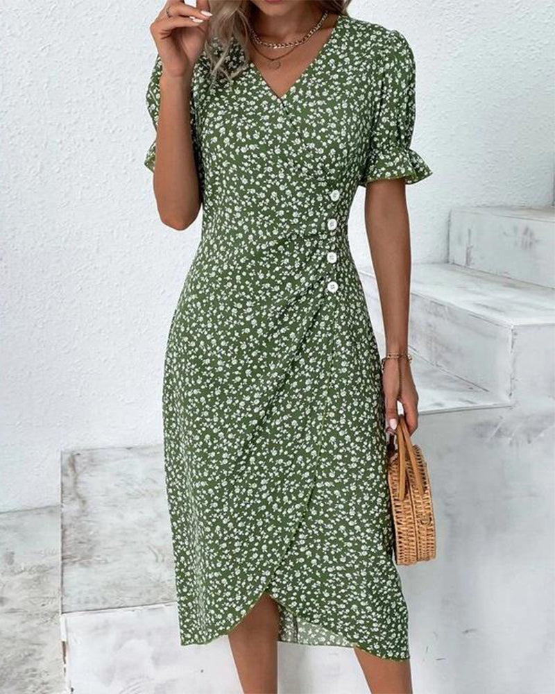 Giselle™ | Floral V-Hals Kjole
