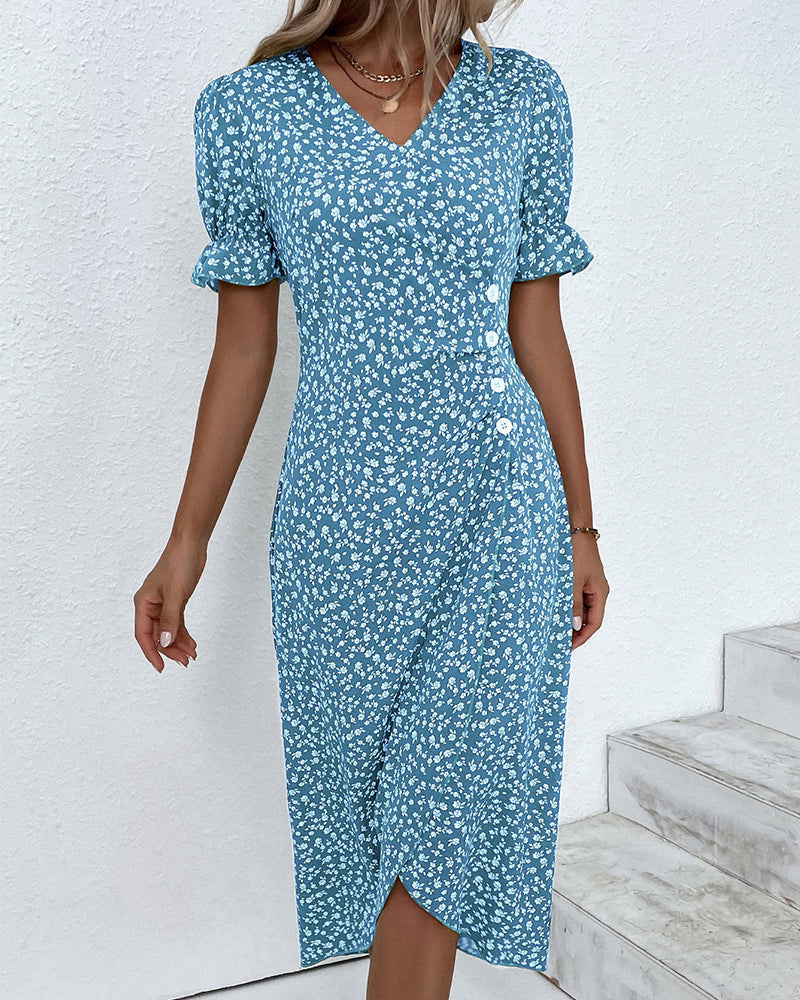 Giselle™ | Floral V-Hals Kjole