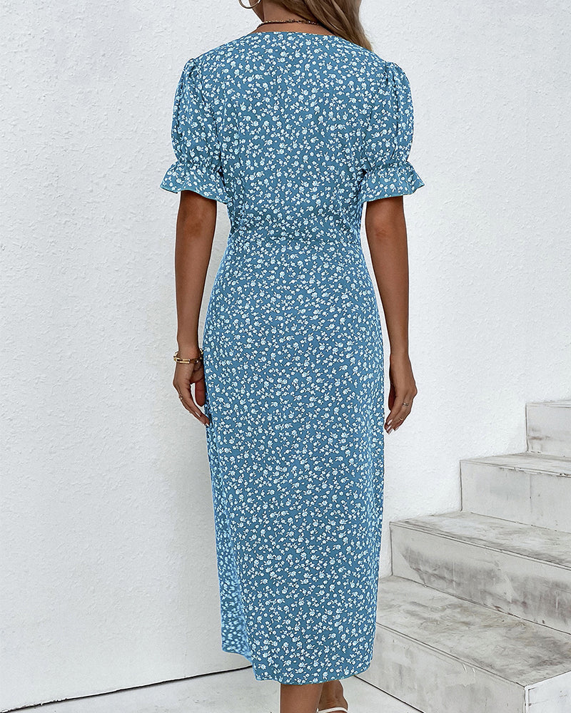 Giselle™ | Floral V-Hals Kjole