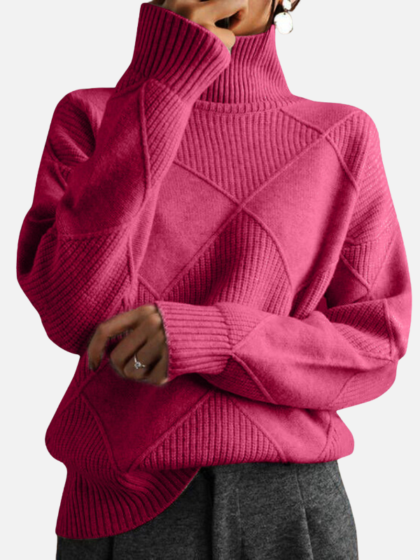 Susanne | Rullekrave Sweater med Rudestruktur