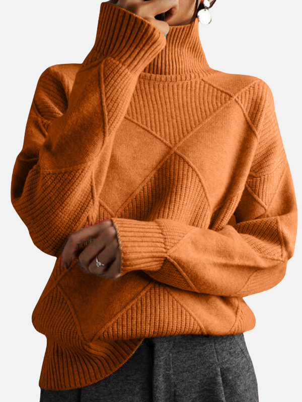 Susanne | Rullekrave Sweater med Rudestruktur