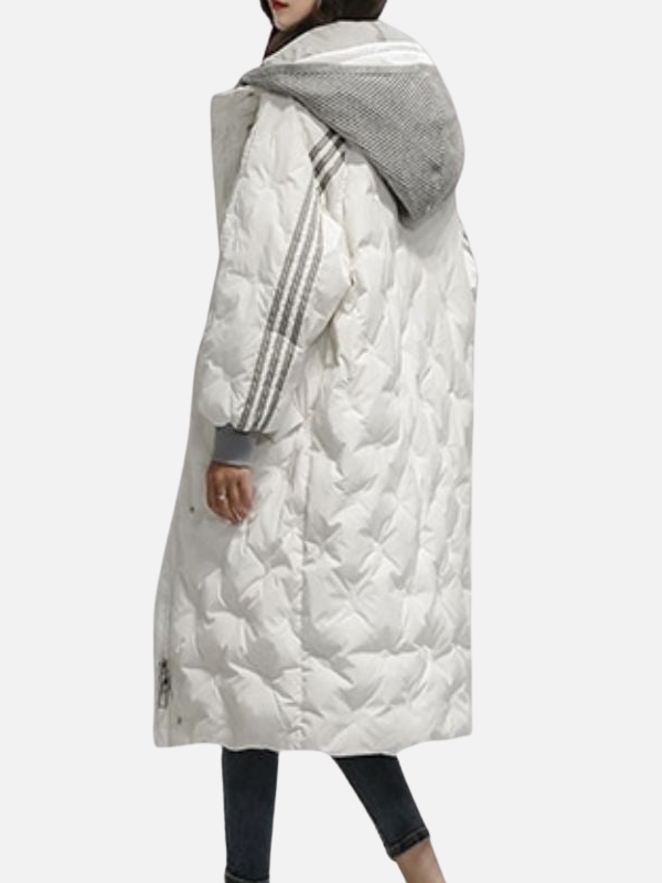 Kirsten | Lang Oversize Dunjakke med Hætte