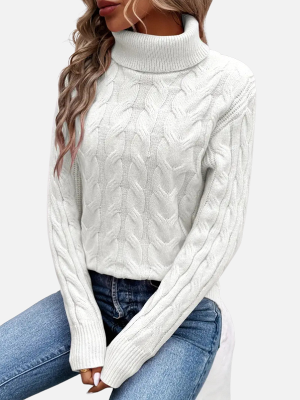 Kirsten | Kabelstrik Sweater med Rullekrave – Dame
