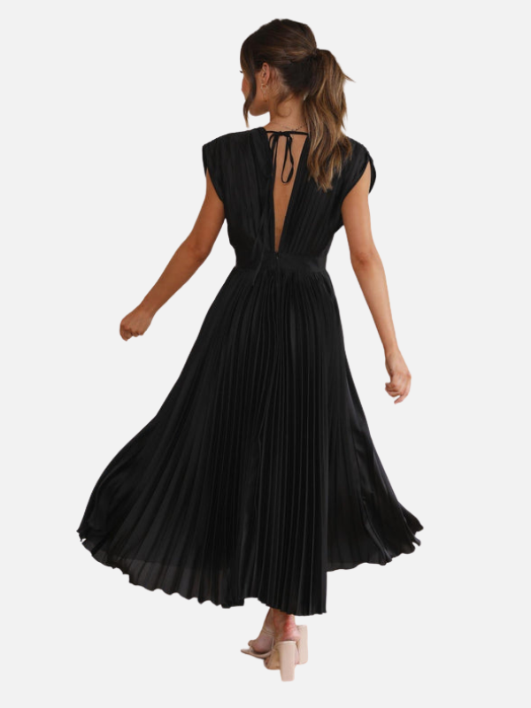 Mette | Elegant Plisseret Festkjole i Maxi