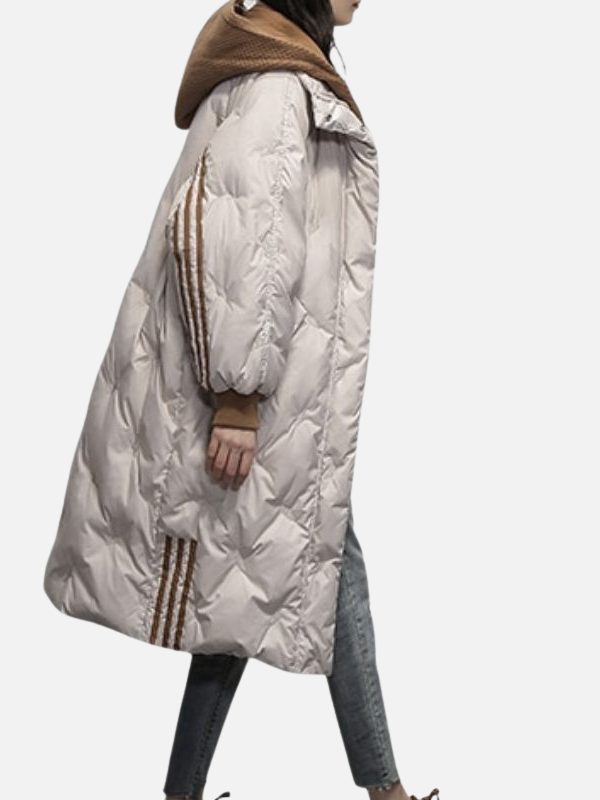 Kirsten | Lang Oversize Dunjakke med Hætte