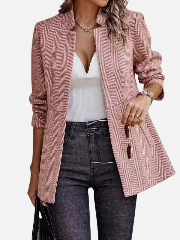 Pia | Elegant Dameblazer i Sildebensmønster