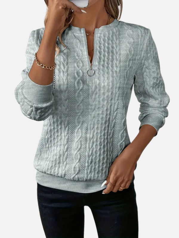 Ida | Half-Zip Trøje i Kabelmønster