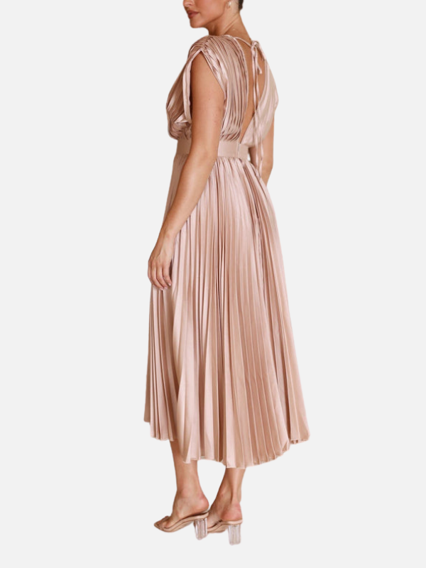 Mette | Elegant Plisseret Festkjole i Maxi