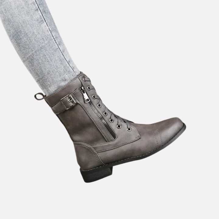 Susanne | Snørestøvler med Blokhæl, Militærlook