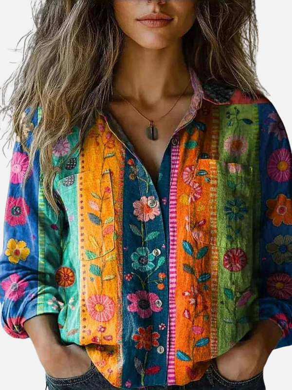 Anna | Mønstret Skjorte med Paisleyprint til Dame
