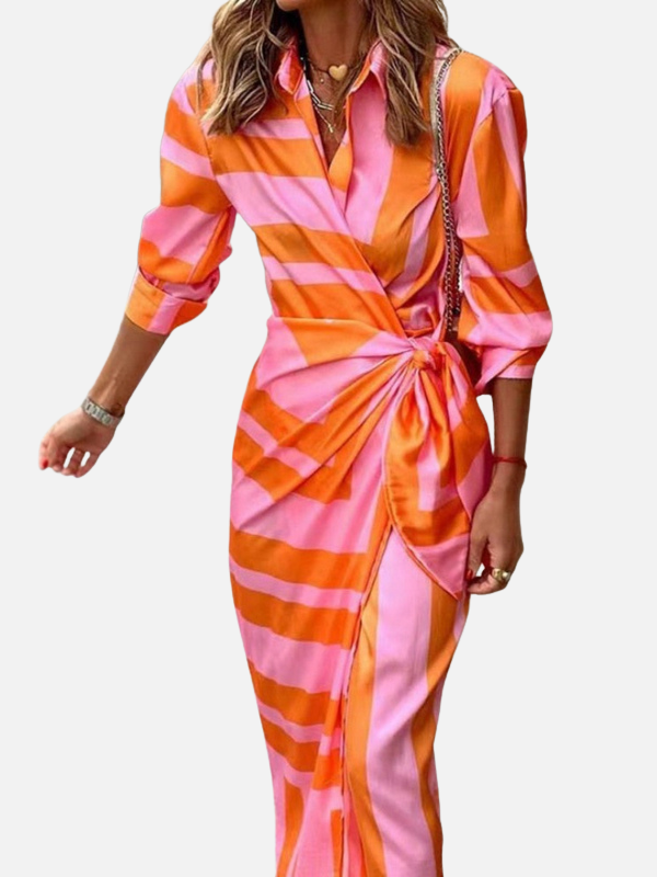 Anna | Elegant Slå-Om Kjole med Print