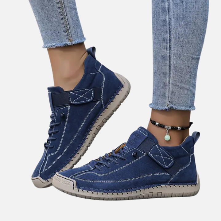 Lene | Lave Sneakers med Snøre og Velcrorem