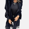 Kirsten | Lang Fluffy Cardigan – Poncho med Frynser