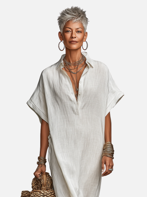 Susanne | Oversize Skjortekjole, Maxi Strandkjole