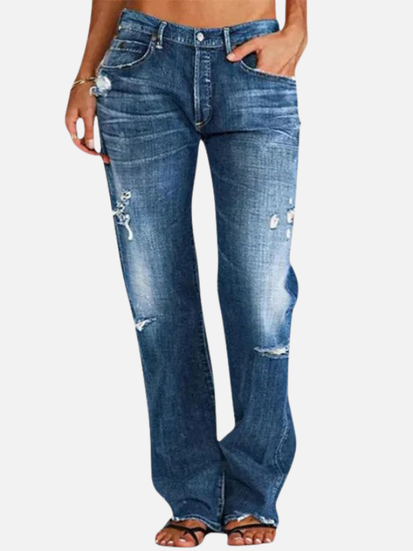 Anne | Hullede Jeans med Lige Ben til Dame