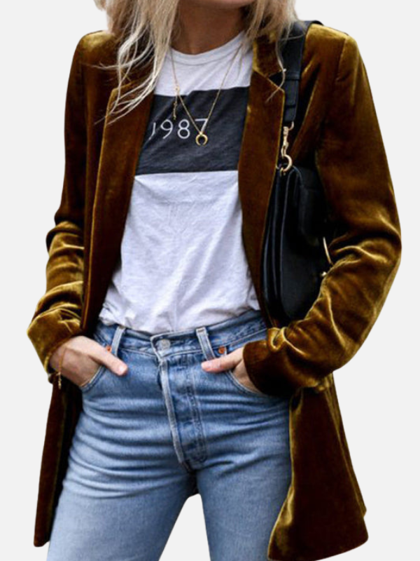 Lene | Elegant Fløjlsblazer med Reverskrave