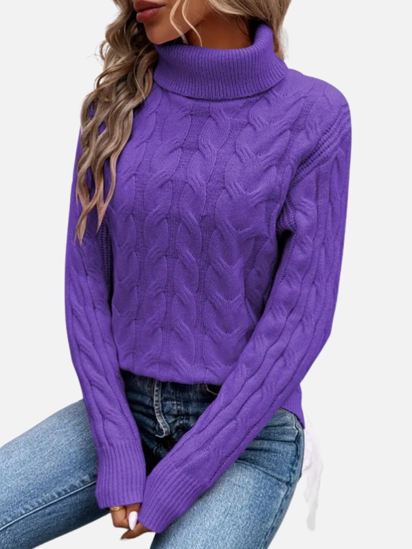 Kirsten | Kabelstrik Sweater med Rullekrave – Dame