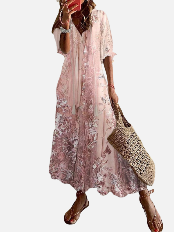 Pia | Blomstret Maxikjole, Boho Sommerkjole