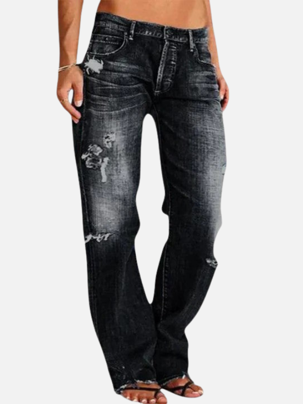 Anne | Hullede Jeans med Lige Ben til Dame