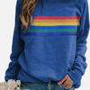 Helle | Sweatshirt med Regnbuestriber, Rund Hals