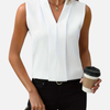Maria | Elegant Ærmeløs Bluse med V-Hals