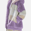 Pia | Fluffy Teddyjakke med Hætte & Patchwork