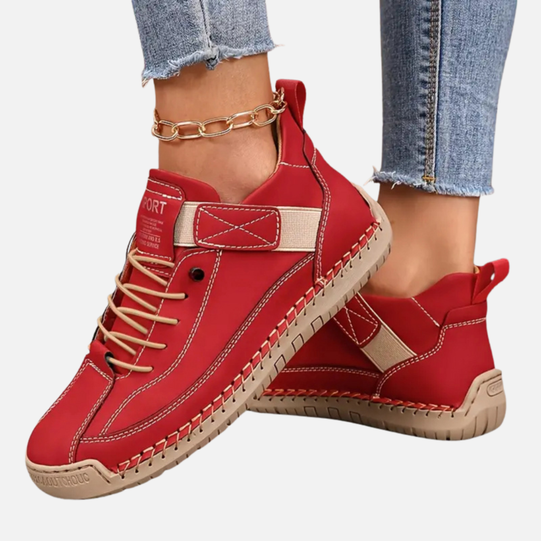 Lene | Lave Sneakers med Snøre og Velcrorem