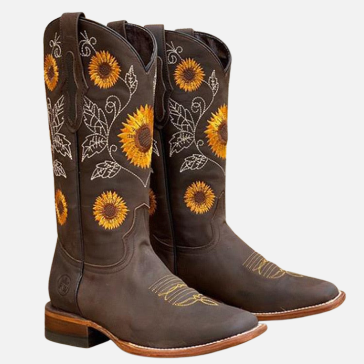 Ida | Broderede Cowboystøvler, Blomstret Western