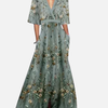 Anne | Blomstret Maxikjole med V-Hals, Elegant