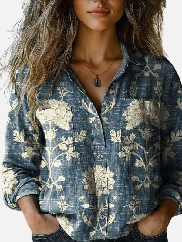 Anna | Mønstret Skjorte med Paisleyprint til Dame