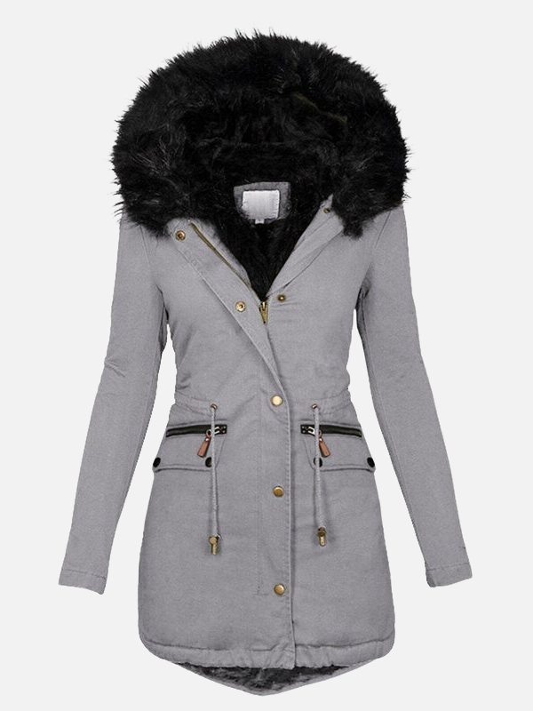 Lene | Parka med Pelskrave & Snøretalje – Dame