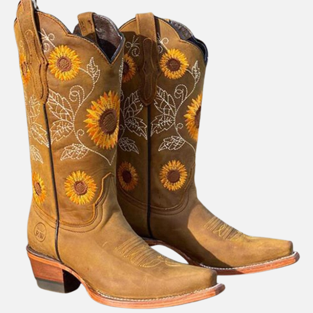 Ida | Broderede Cowboystøvler, Blomstret Western