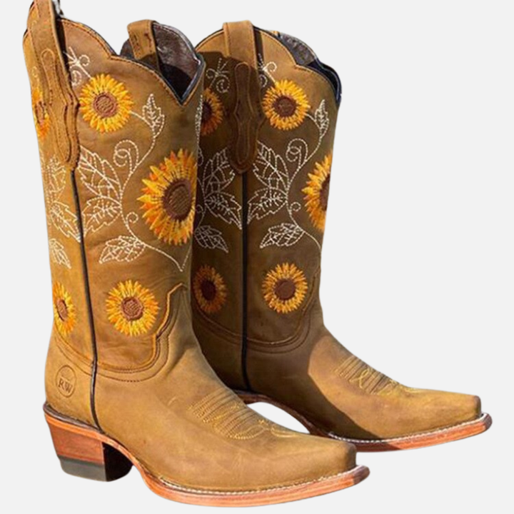 Ida | Broderede Cowboystøvler, Blomstret Western