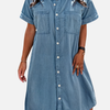 Mette | Denim Skjortekjole med Knapper