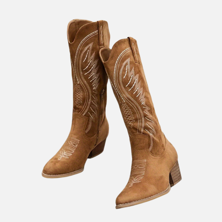 Maria | Broderede Knæhøje Cowboystøvler, Western