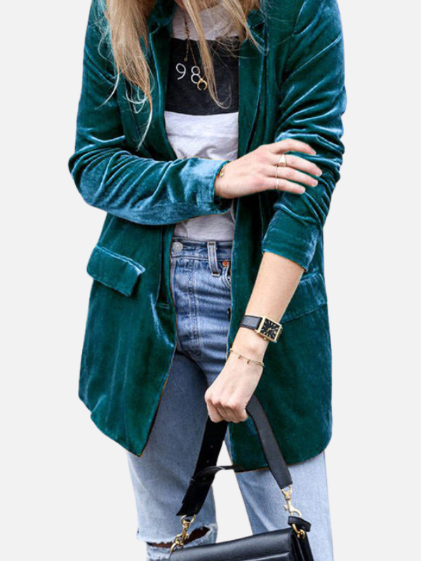 Lene | Elegant Fløjlsblazer med Reverskrave