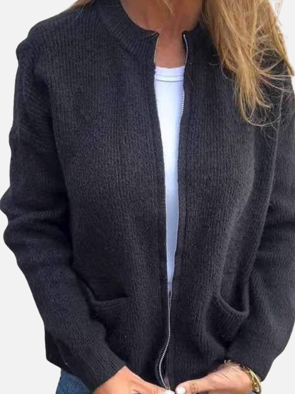 Karen | Strikcardigan med Lynlås og Lommer