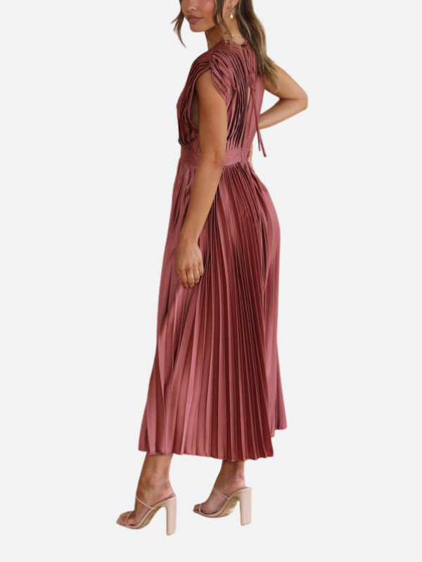 Mette | Elegant Plisseret Festkjole i Maxi