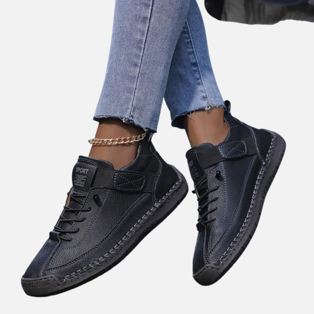 Lene | Lave Sneakers med Snøre og Velcrorem