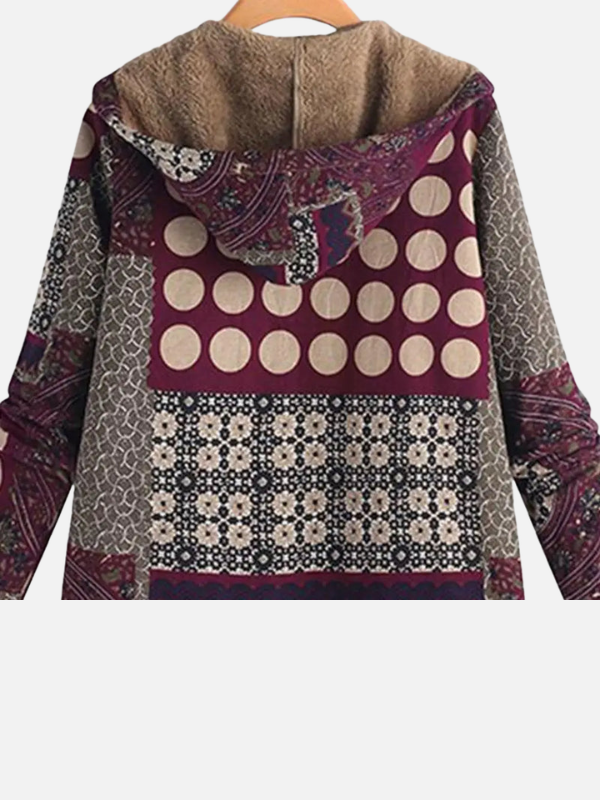 Kirsten | Foret Hættefrakke med Print & Teddyfór