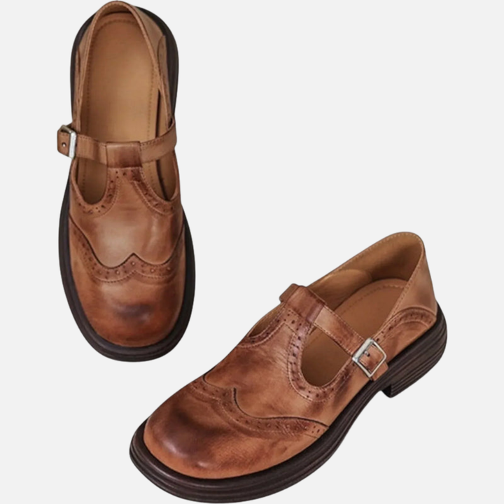 Ida | Mary Jane Brogues med Spænde, Vintage