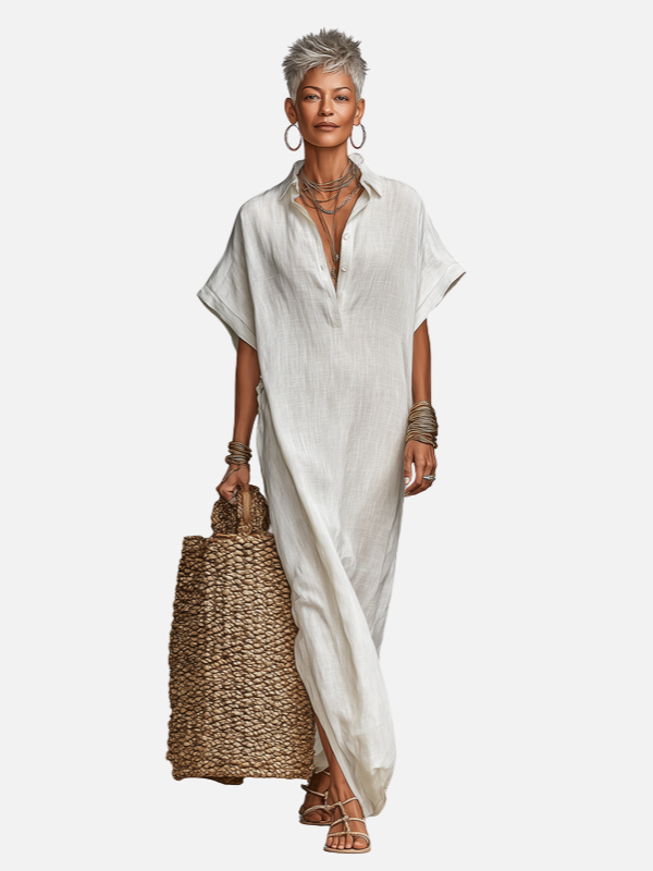 Susanne | Oversize Skjortekjole, Maxi Strandkjole