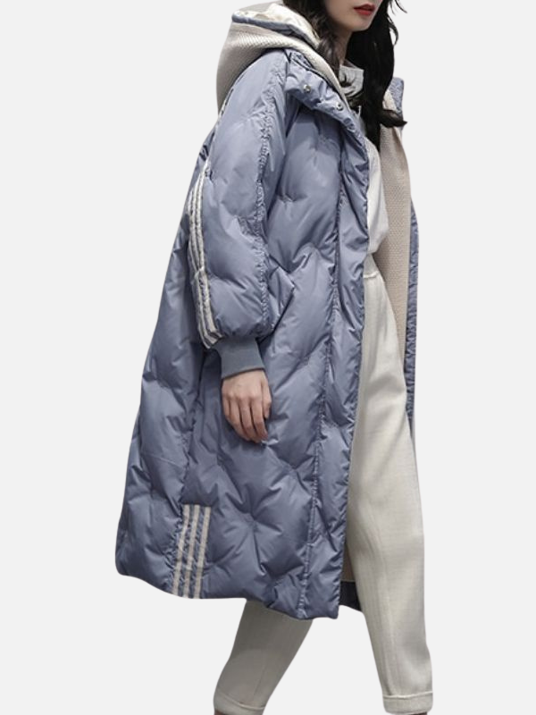 Kirsten | Lang Oversize Dunjakke med Hætte