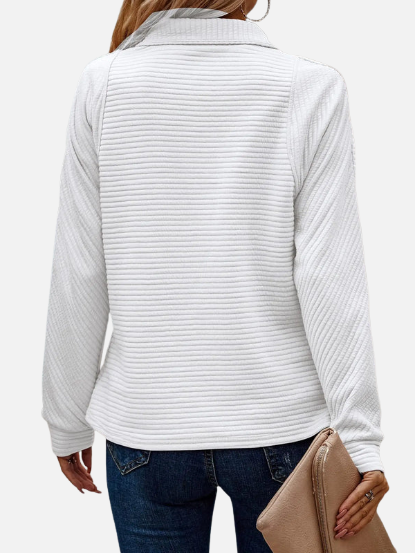 Marianne | Struktureret Half-Zip Trøje med Krave