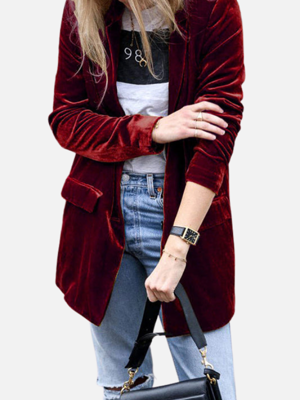 Lene | Elegant Fløjlsblazer med Reverskrave