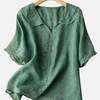 Anna | Kortærmet Bluse med Babykrave og Knapper