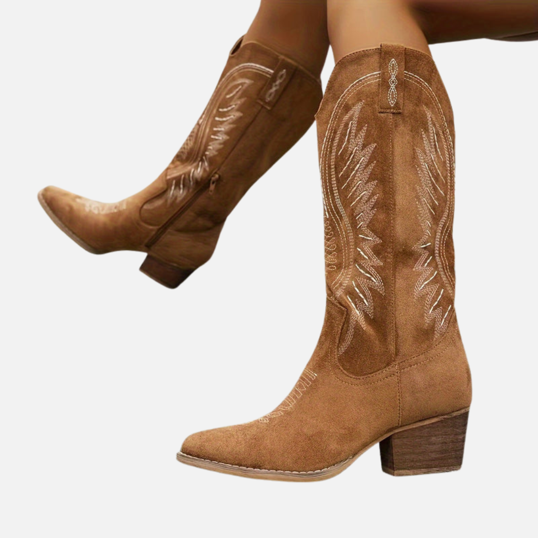 Maria | Broderede Knæhøje Cowboystøvler, Western