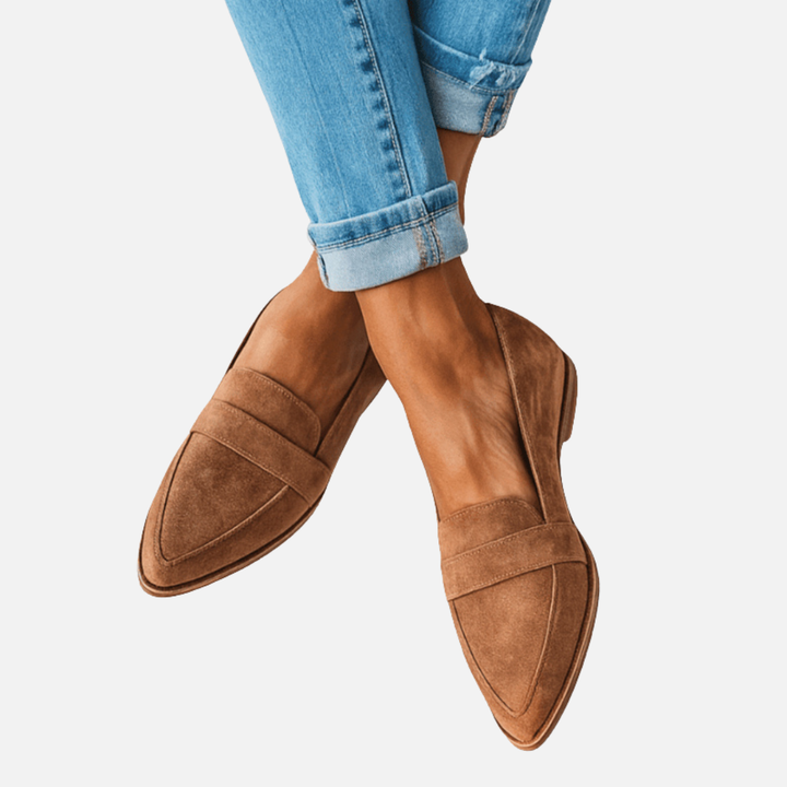 Mette | Spidse Loafers i Ruskinds-look