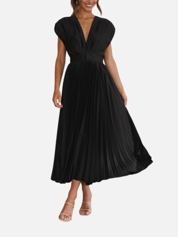Mette | Elegant Plisseret Festkjole i Maxi