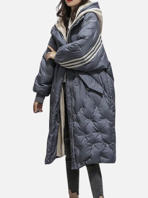 Kirsten | Lang Oversize Dunjakke med Hætte